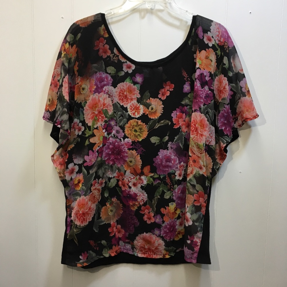 Style & Co sheer floral blouse size XL A7